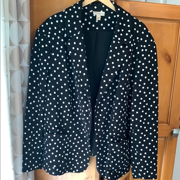 House of CB Jackets & Blazers - Polka Dot Blazer 3X - Black and White